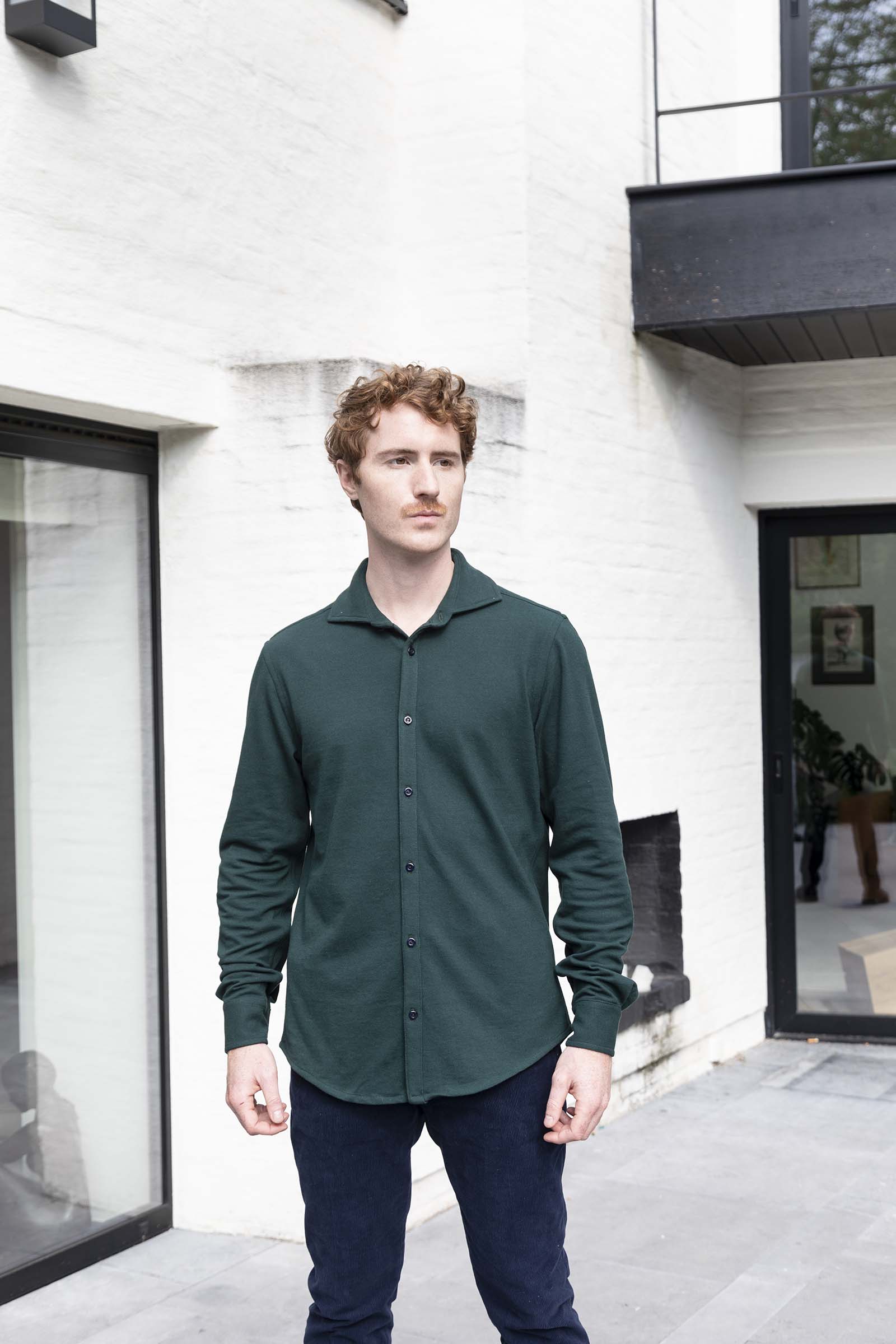 Chemise col Thomas confortable vert sapin