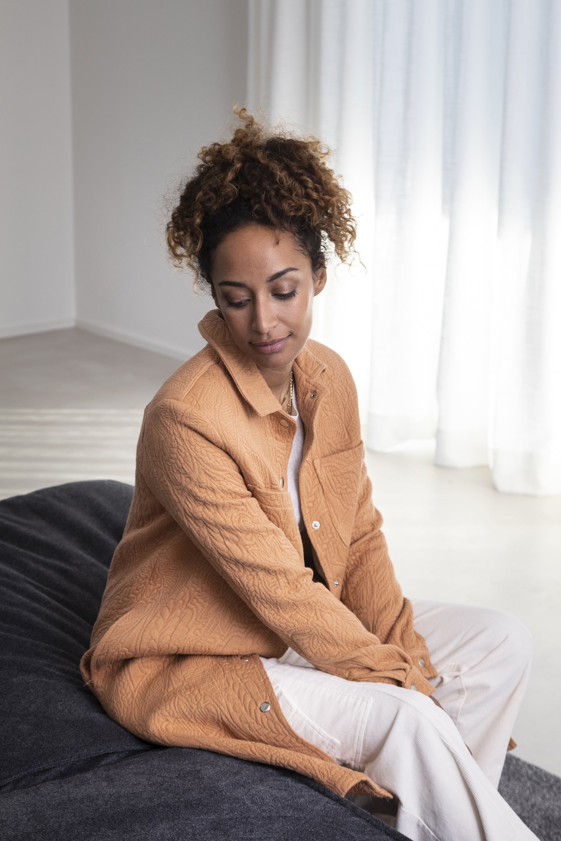 Veste longue matelassée fleurie
