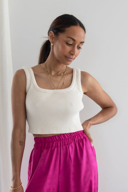 Pantalon élastique satiné