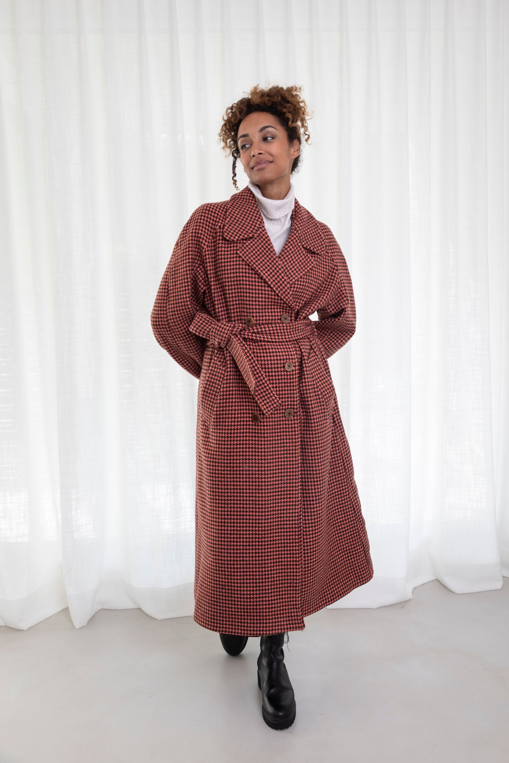 Manteau oversize pied-de-poule