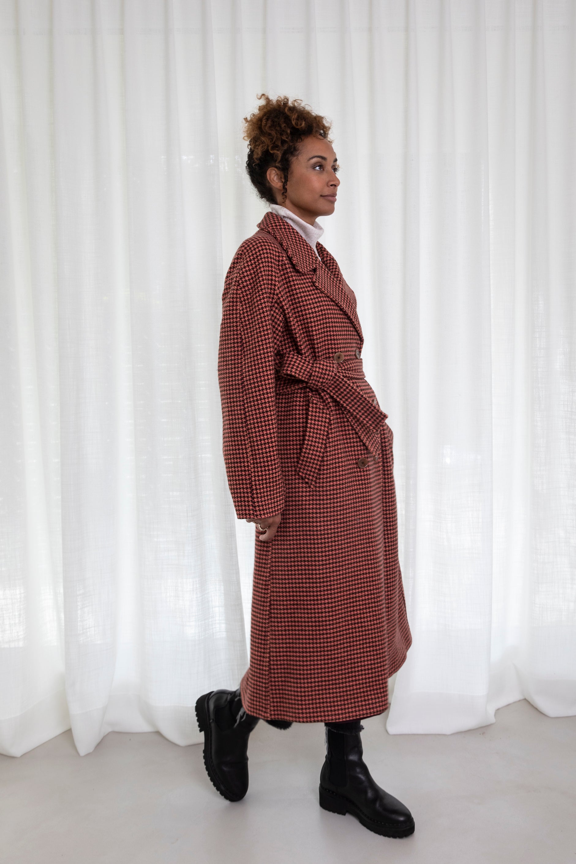 Manteau oversize pied-de-poule