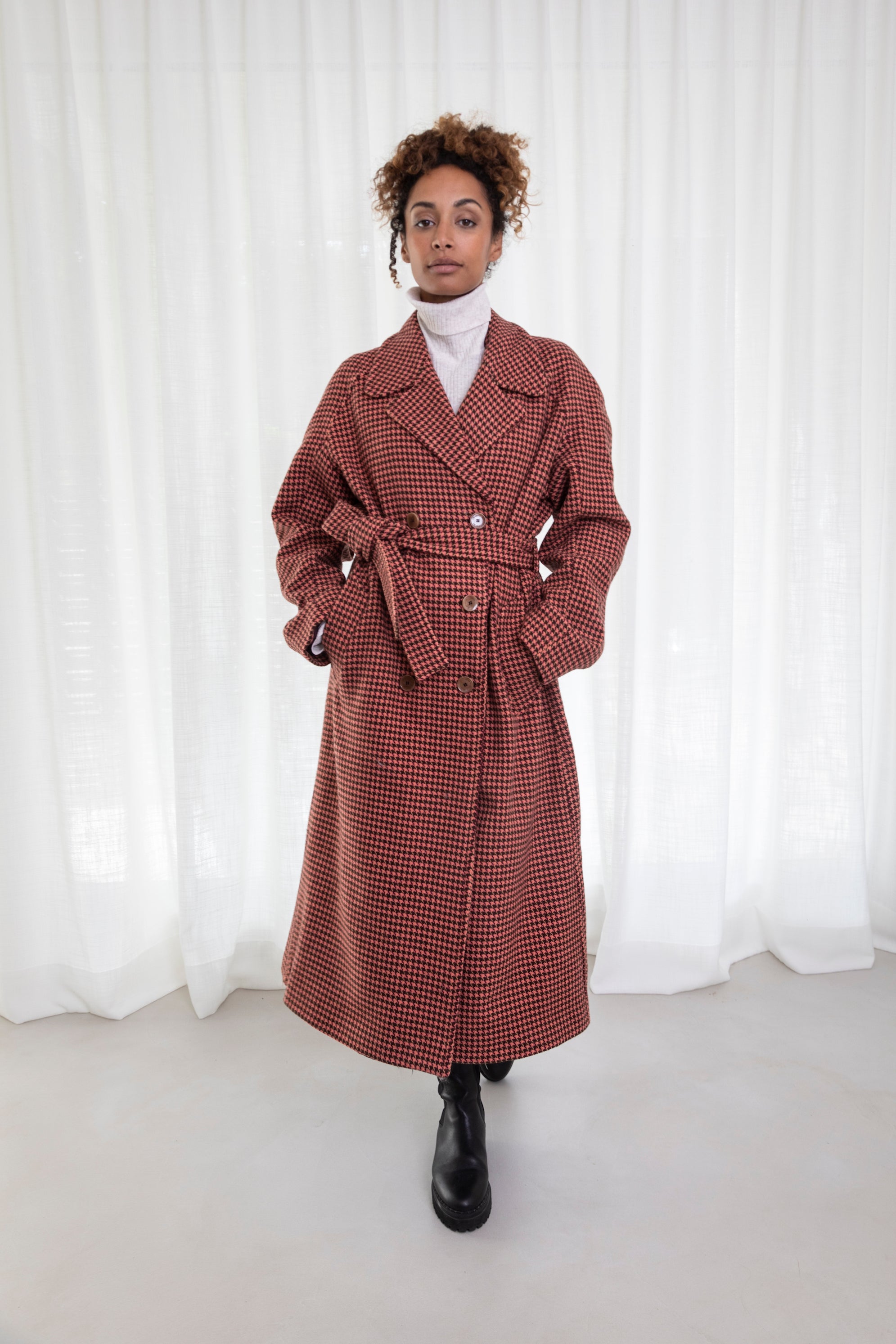 Manteau oversize pied-de-poule