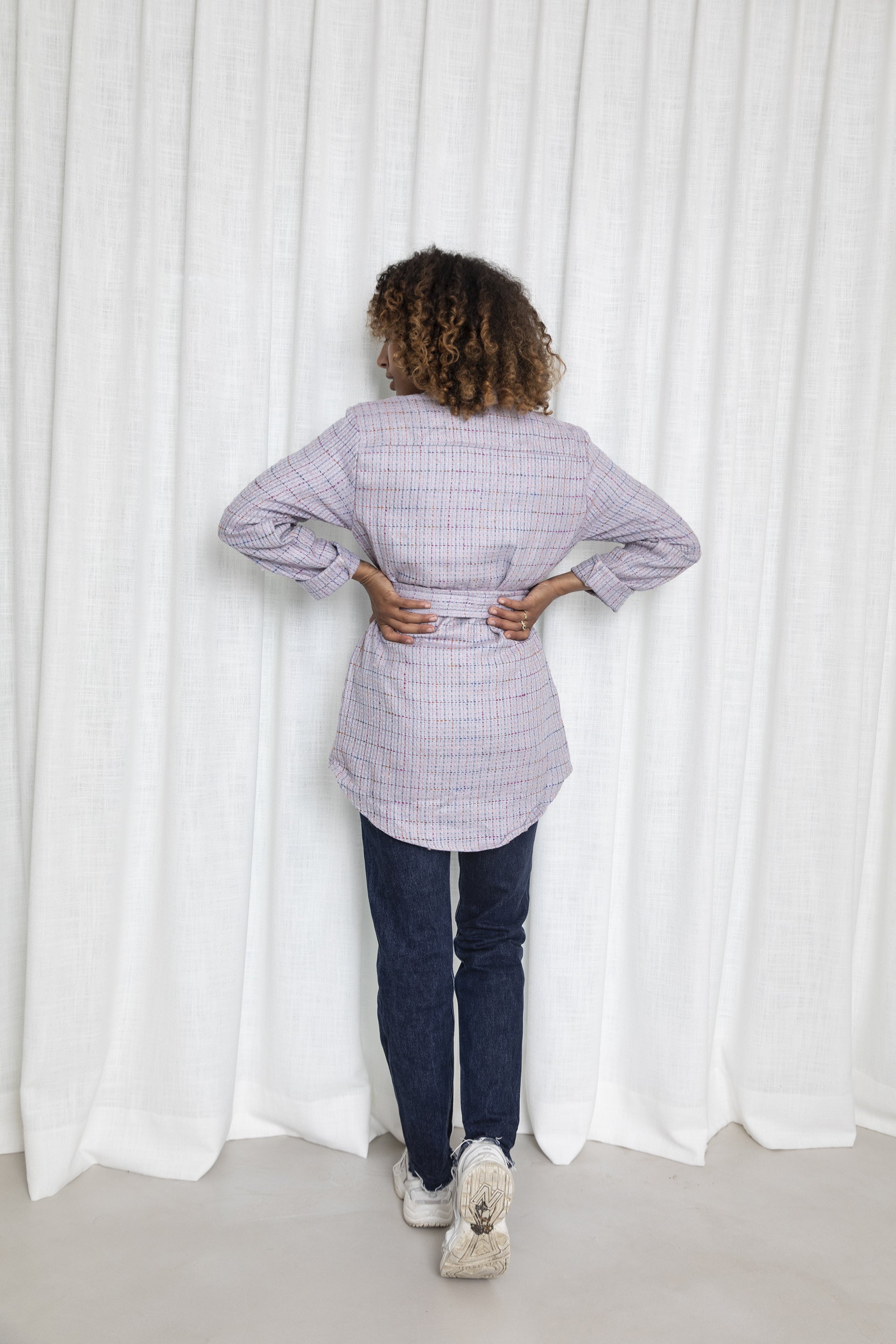 Surchemise ceinturée - Lilas texturé