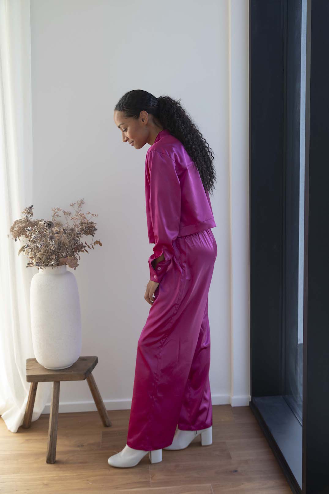Pantalon élastique satiné