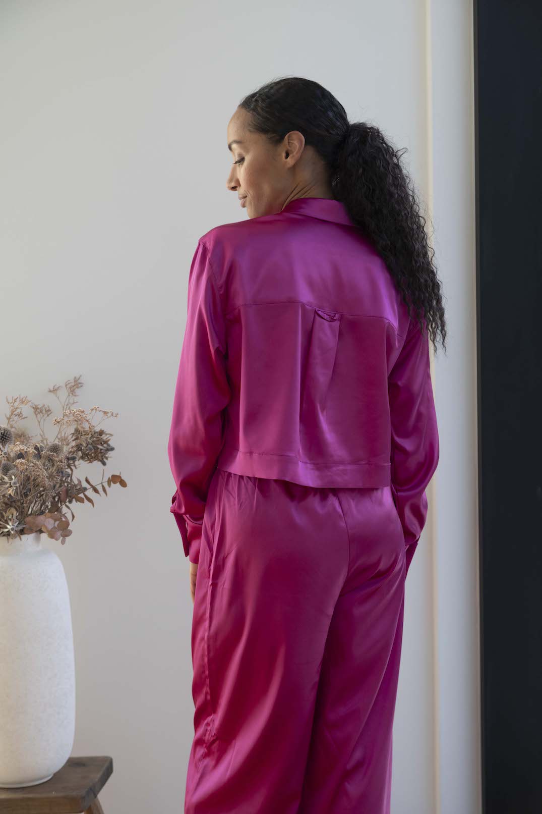 Pantalon élastique satiné