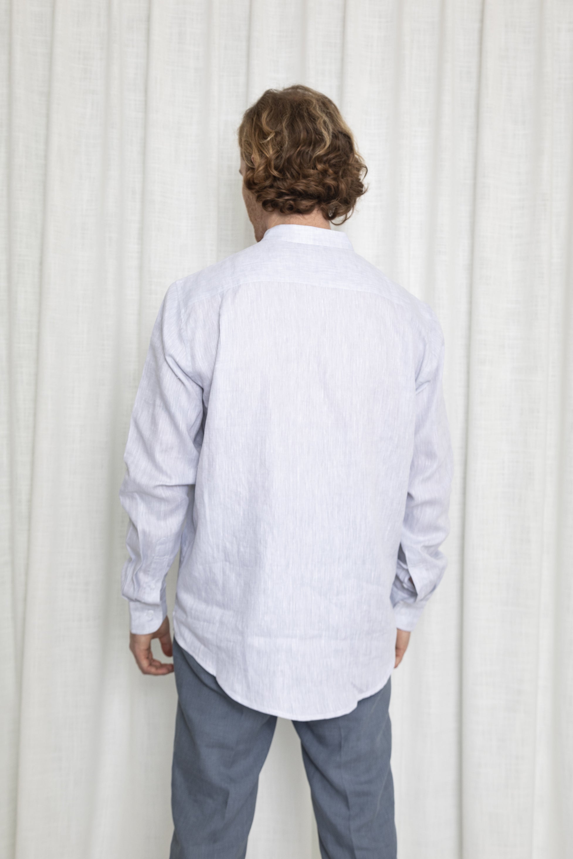 Chemise col mao en lin