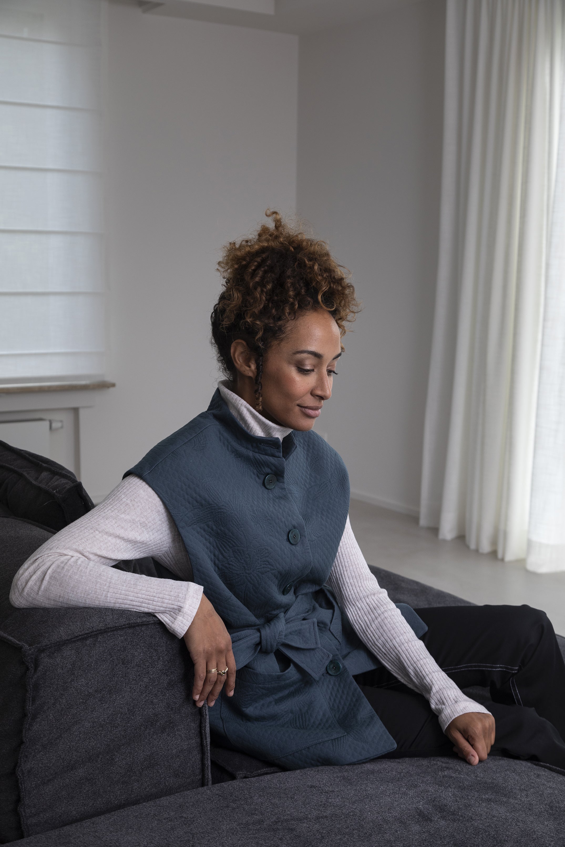 Veste sans manche matelassée fleurie