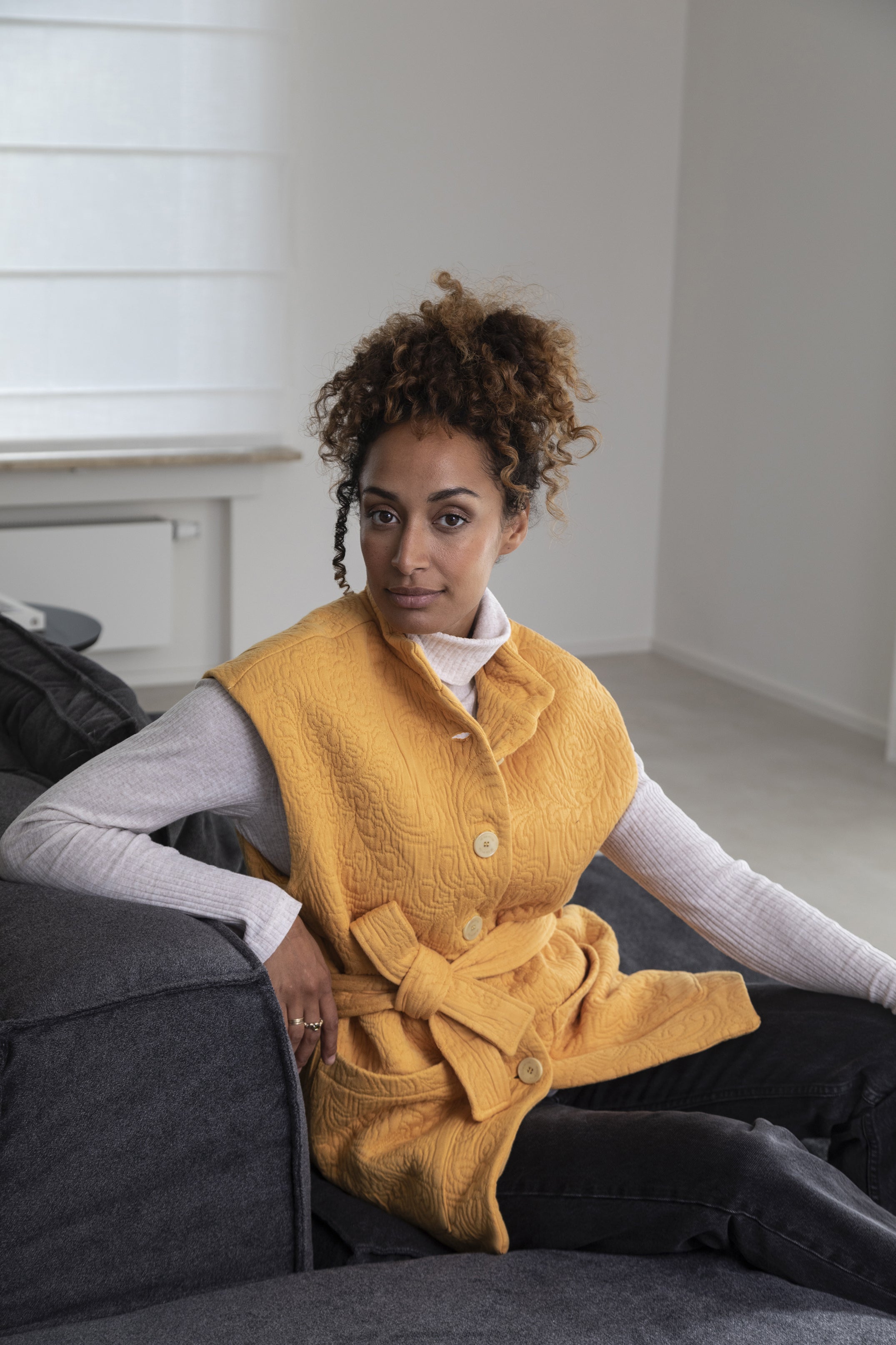 Veste sans manche matelassée fleurie