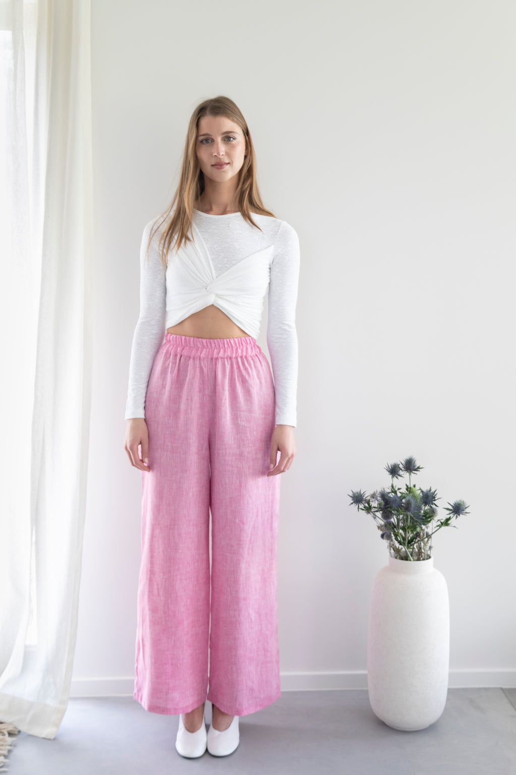 Pantalon élastique lin