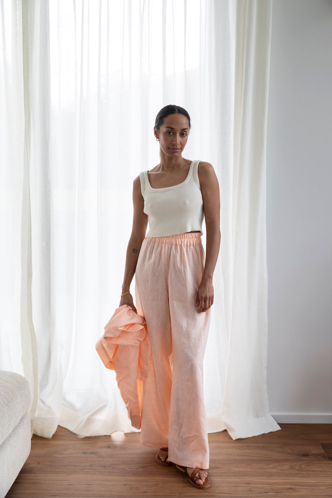 Pantalon élastique lin