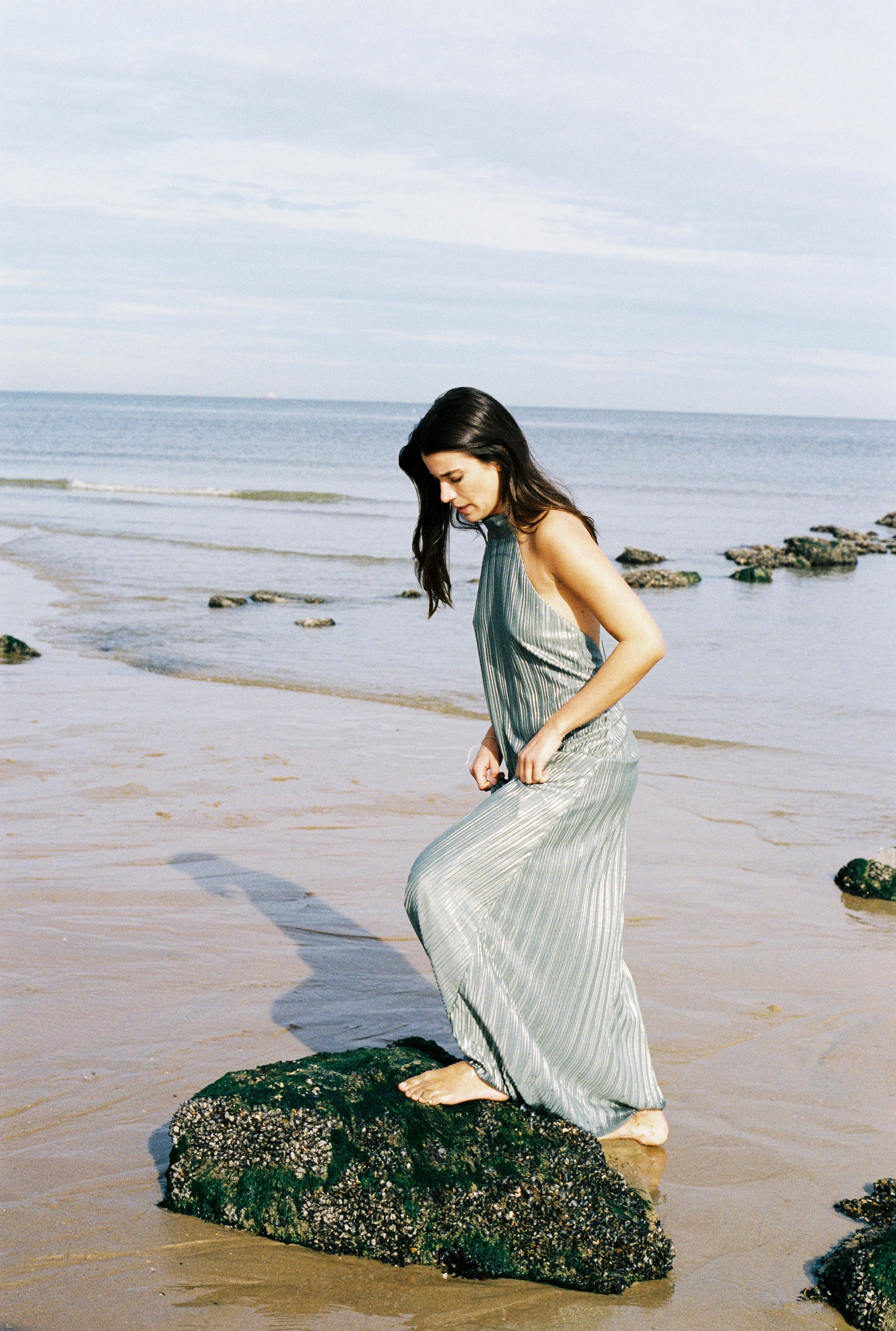 Robe longue plissée
