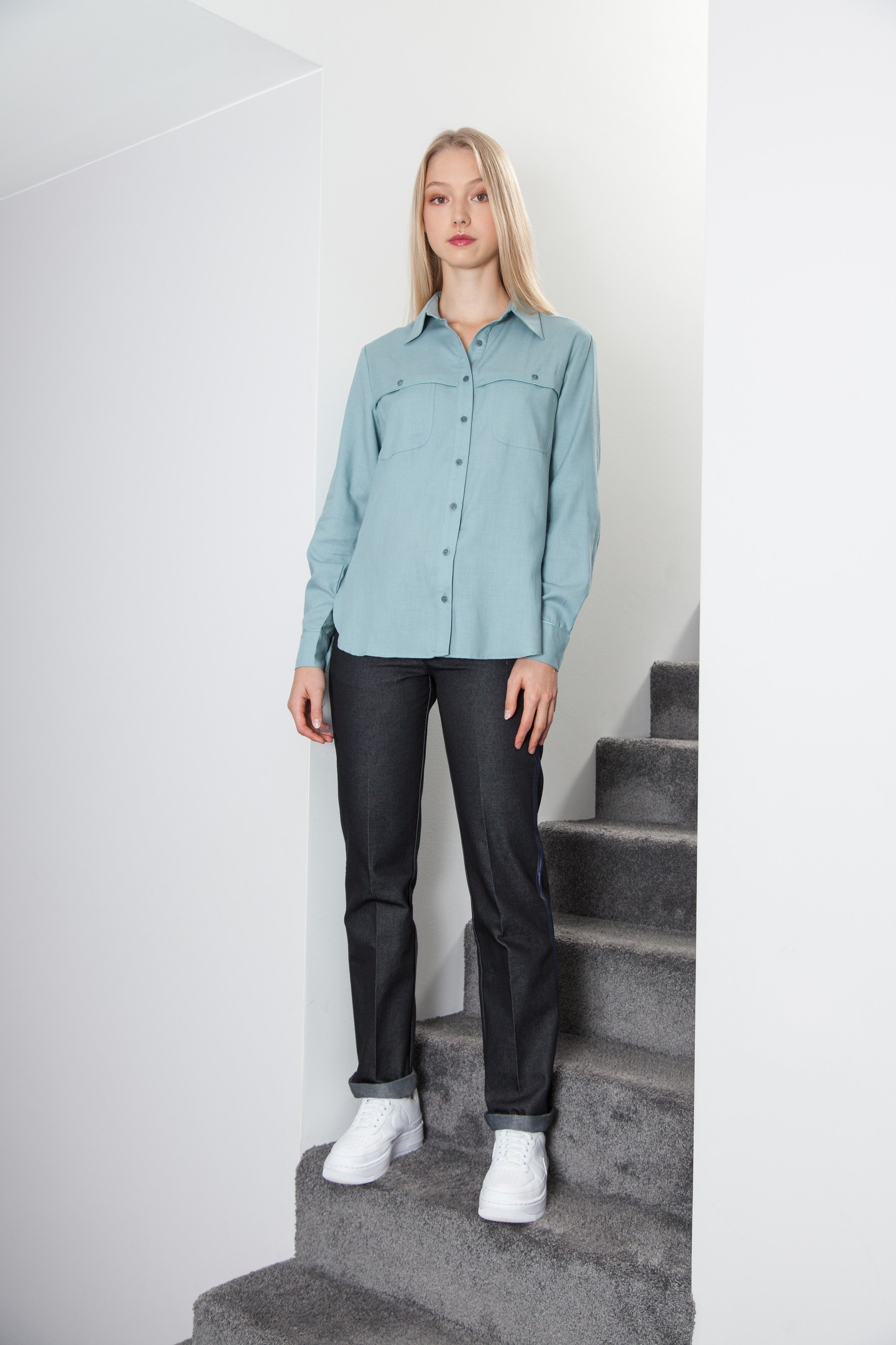 BOYFRIEND SHIRT MINERAL BLUE GREEN