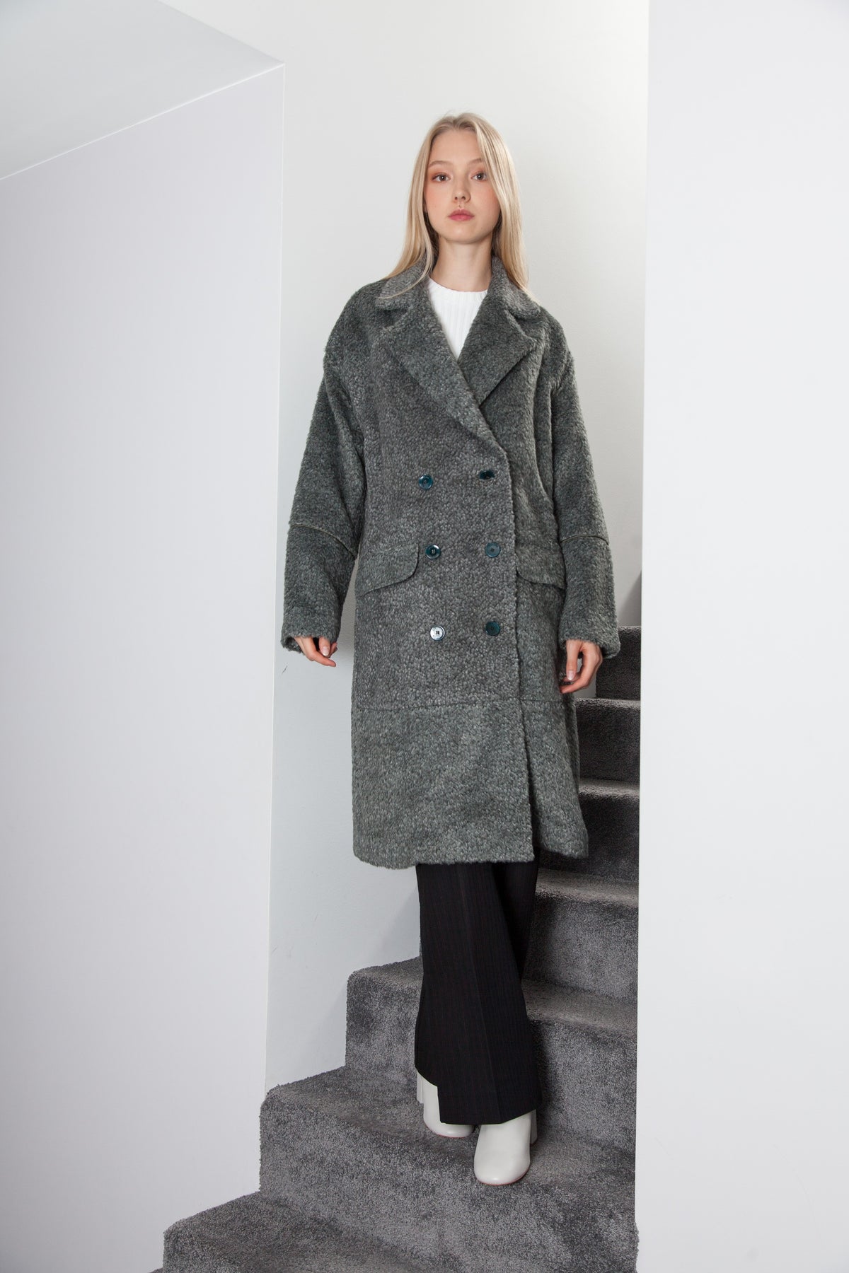 OVERSIZED COAT DUSTY FOREST GREEN