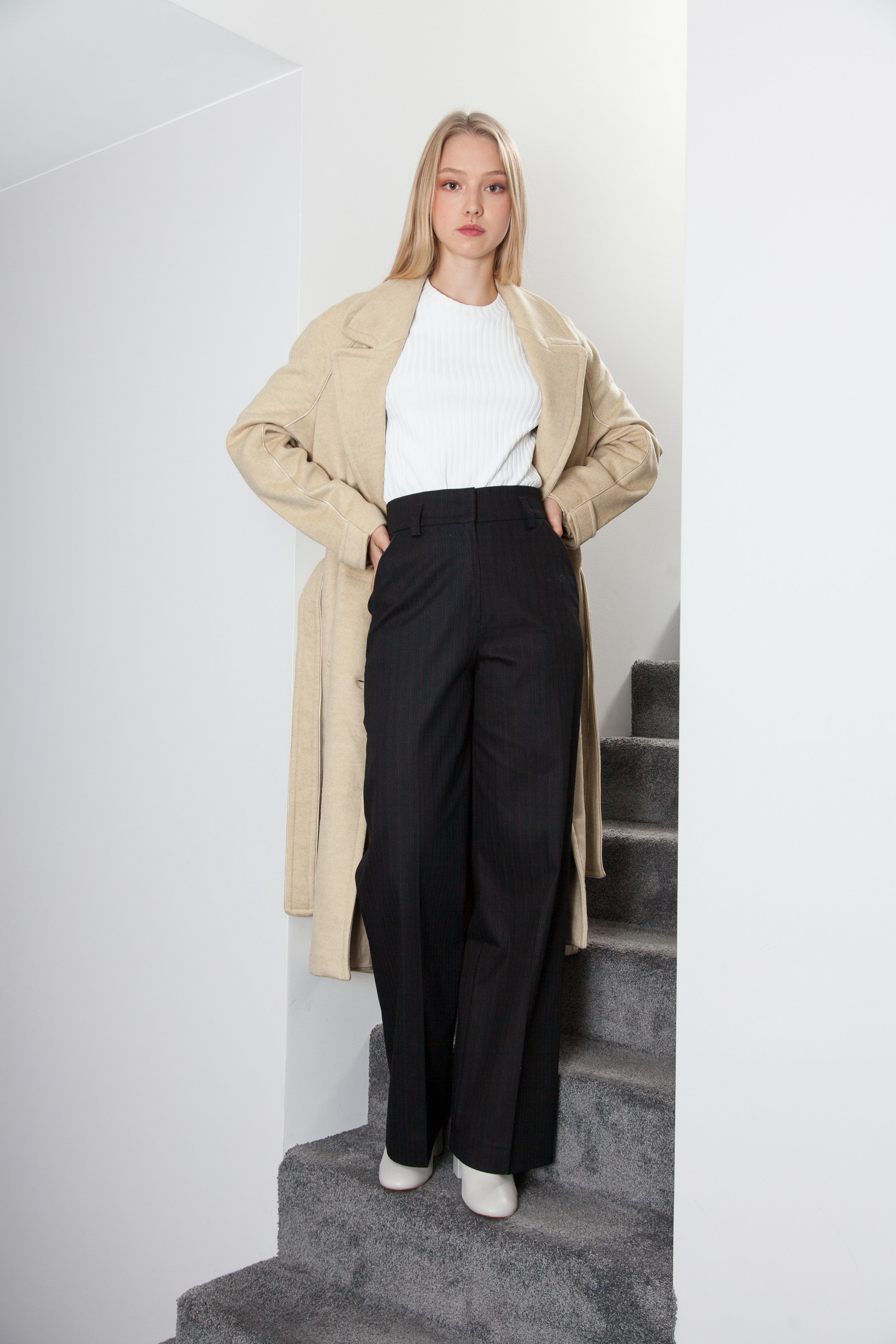 OVERSIZED LONG COAT CASHMERE GOLDEN SAND