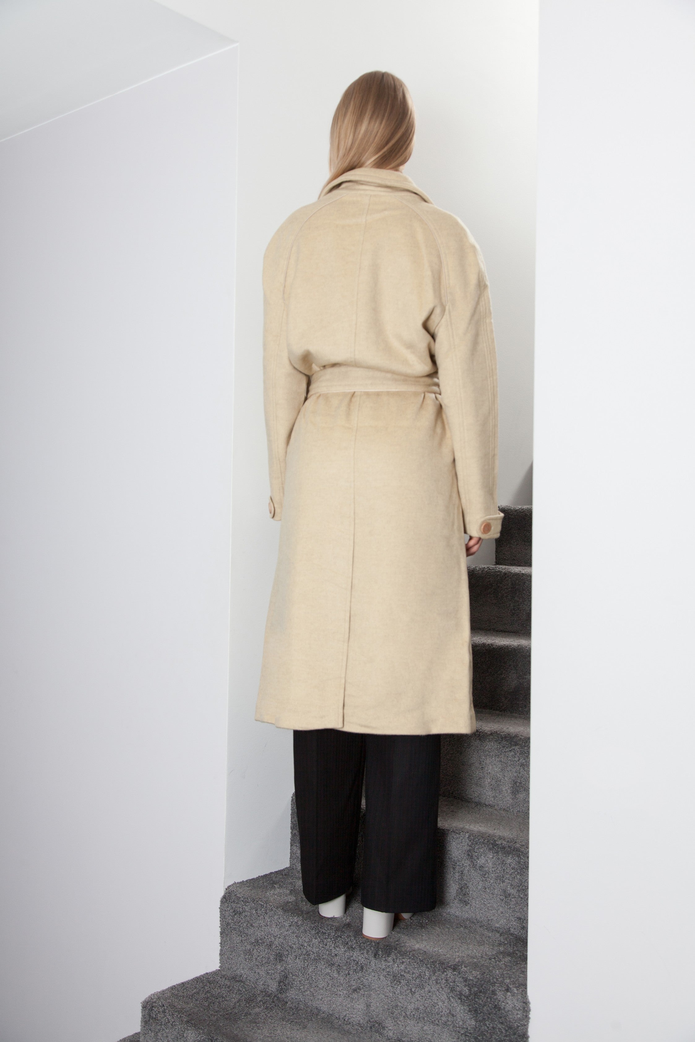 OVERSIZED LONG COAT CASHMERE GOLDEN SAND