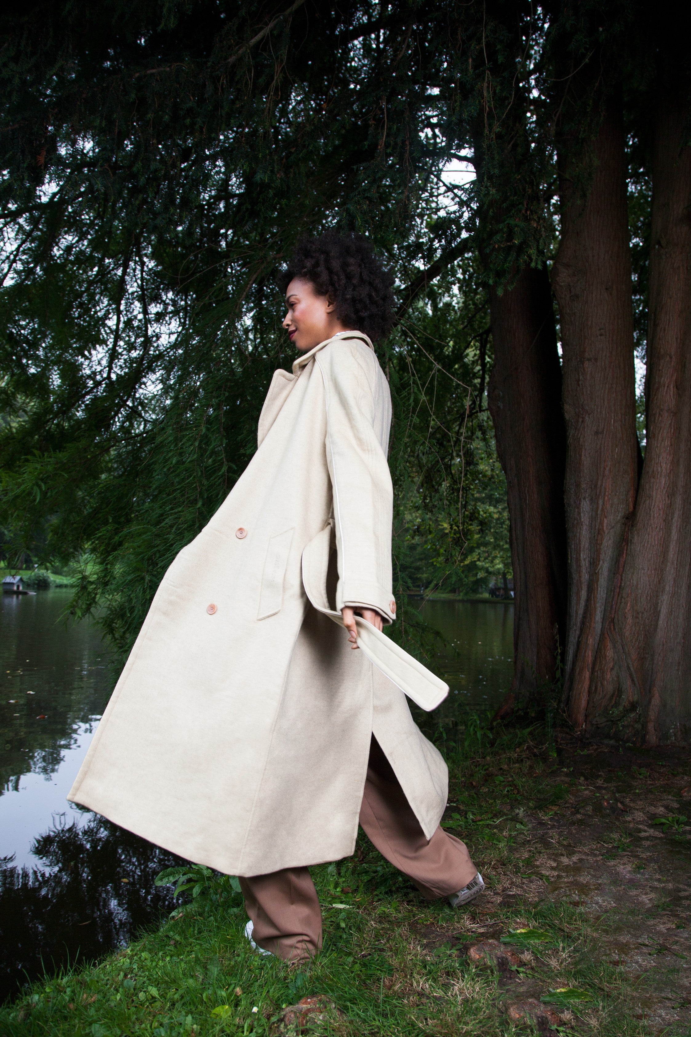 OVERSIZED LONG COAT CASHMERE GOLDEN SAND