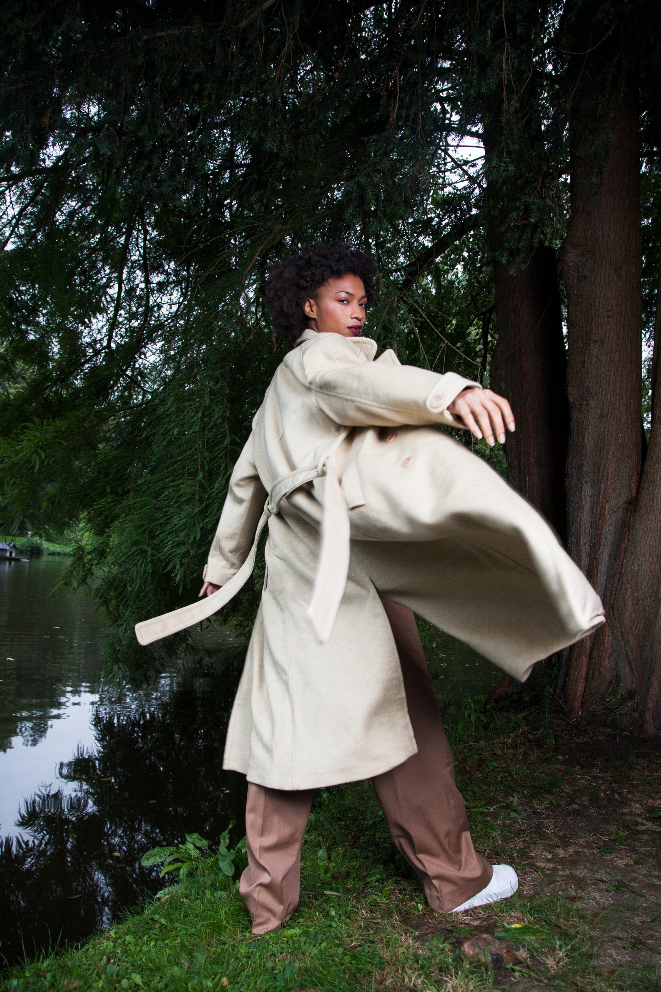 OVERSIZED LONG COAT CASHMERE GOLDEN SAND