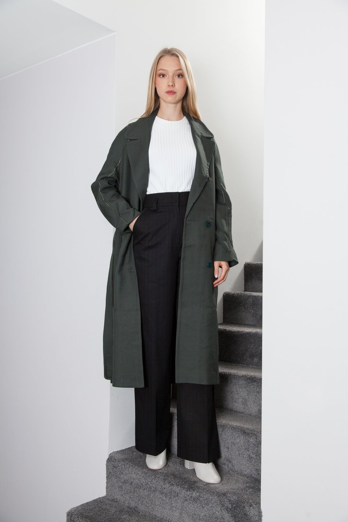 OVERSIZED LONG COAT WOOL GREEN